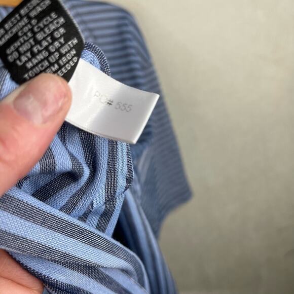 Oliver Ridley Blue Striped Short Sleeve Causal Work Polo Men's Size XL - Picture 5 of 6